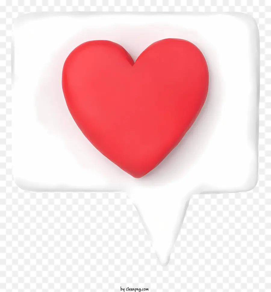 Sprechblase - Weiße Sprachblase mit rotem Herzsymbol auf schwarzem Hintergrund