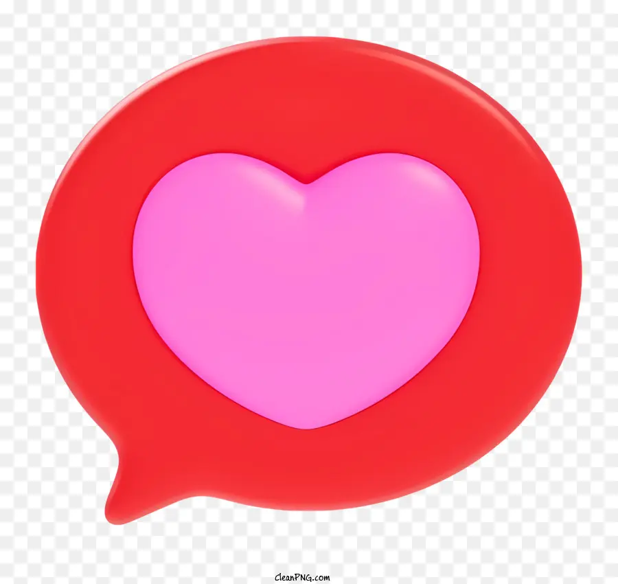 Herzform - Rosa Herz in roter Sprachblase auf Weiß
