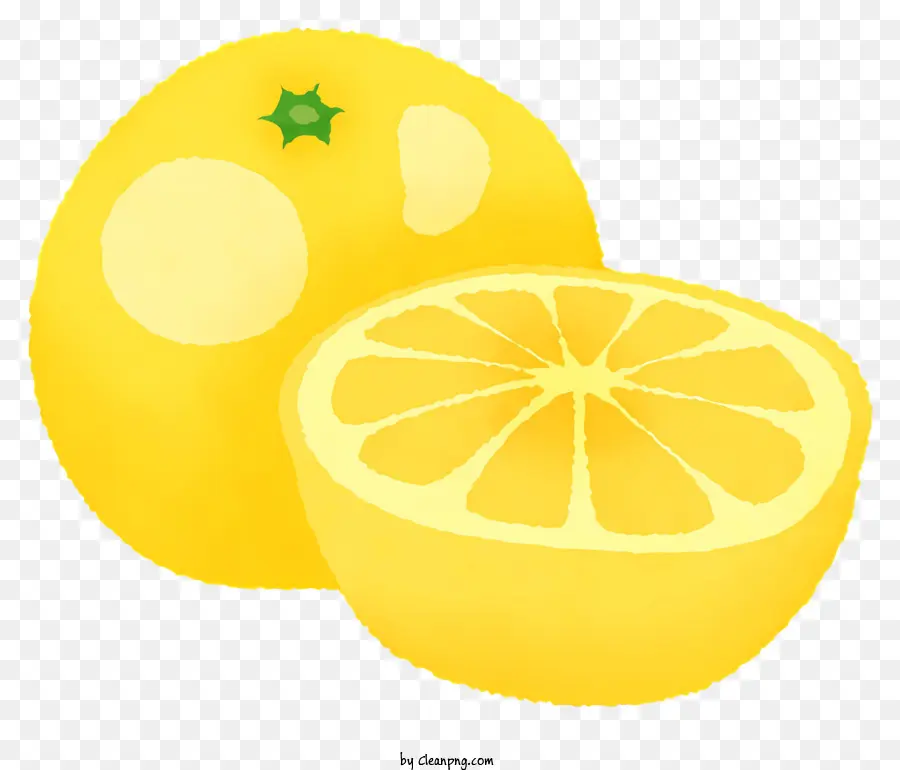 icona limone taglio mezza polpa - Il taglio del limone a metà rivela la polpa gialla