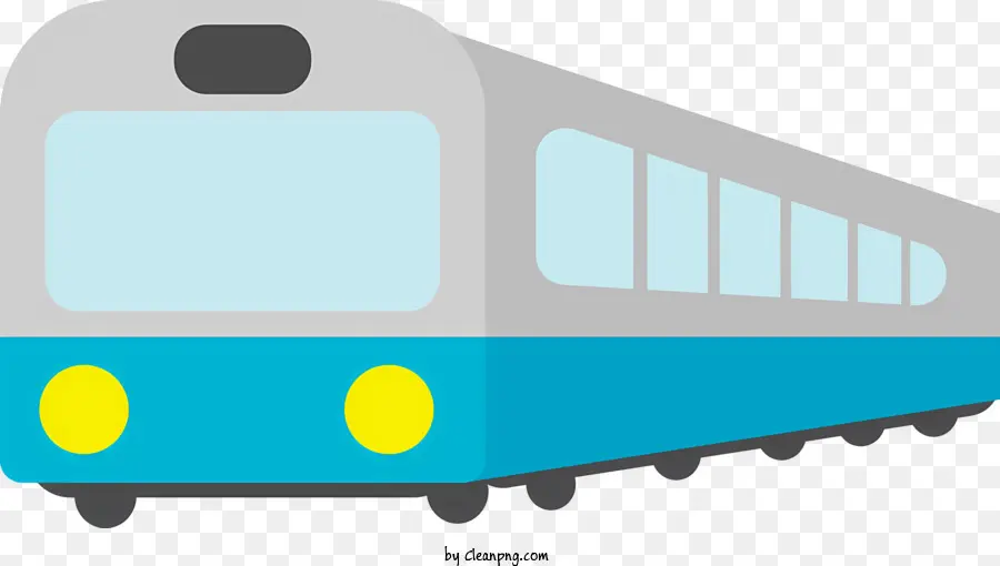 Transport Metro Train Blue and Yellow Stripes anteriore e posteriore Vista elegante e snello - Treno metropolitana elegante, blu e giallo in movimento
