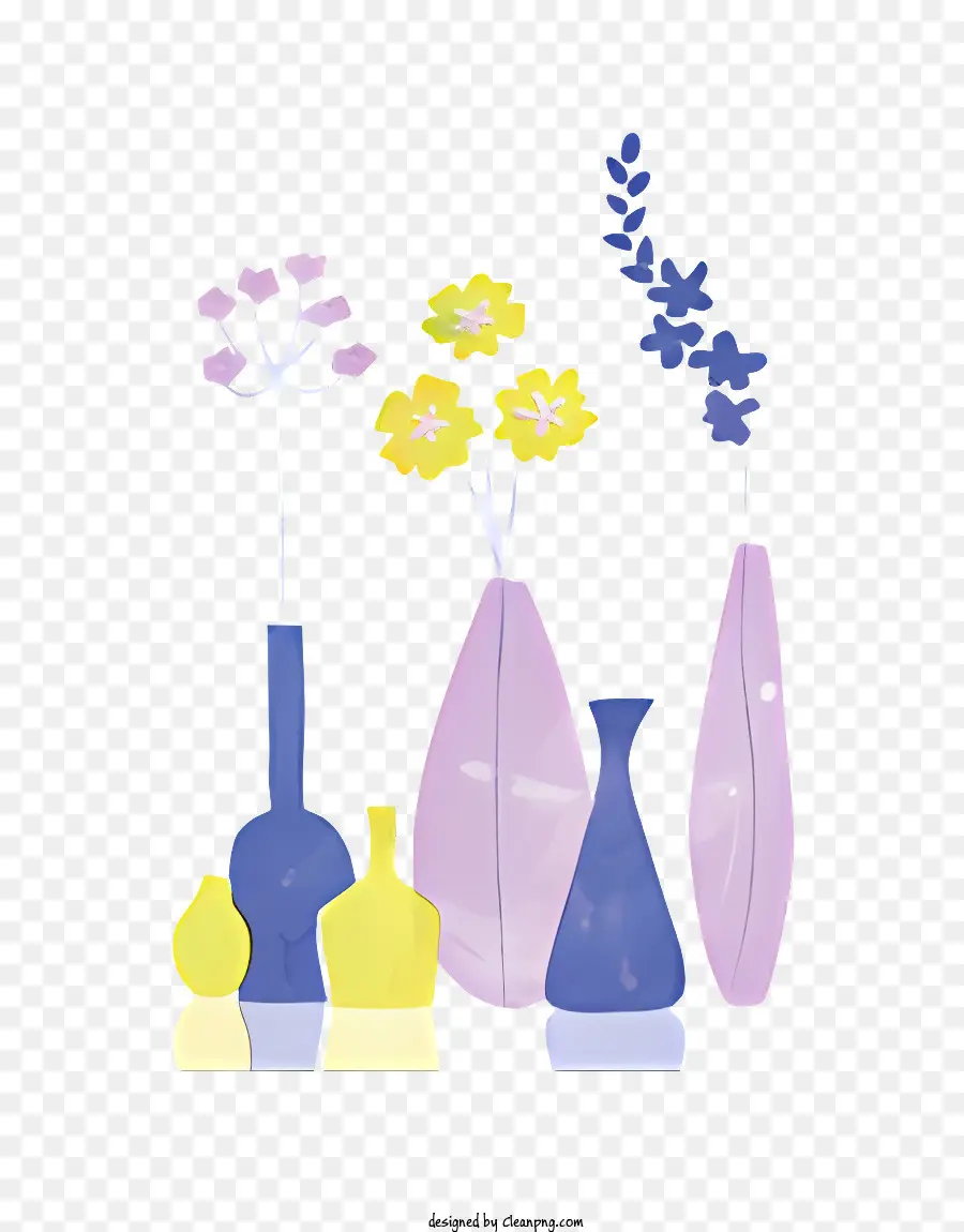 biểu tượng bình hoa hoa màu xanh lá cây màu vàng - Những chiếc bình đầy màu sắc với hoa được sắp xếp trên nền đen