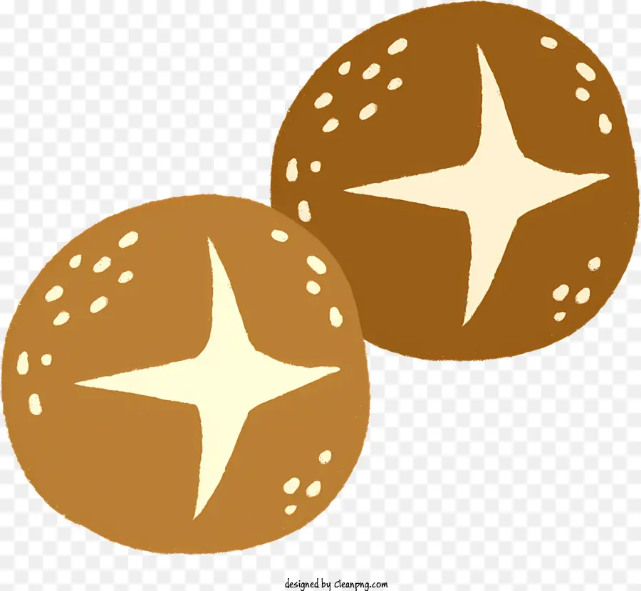 sfondo bianco - Due panini di pane, una vista laterale a forma di stella