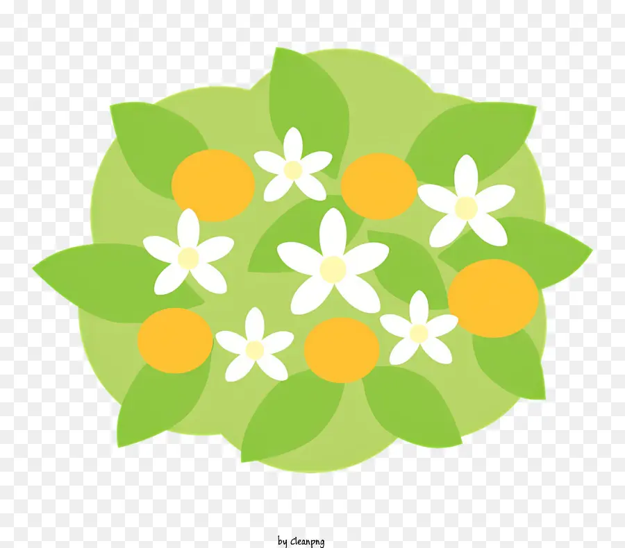 spring floral bouquet green and yellow flowers circular arrangement wreath pattern