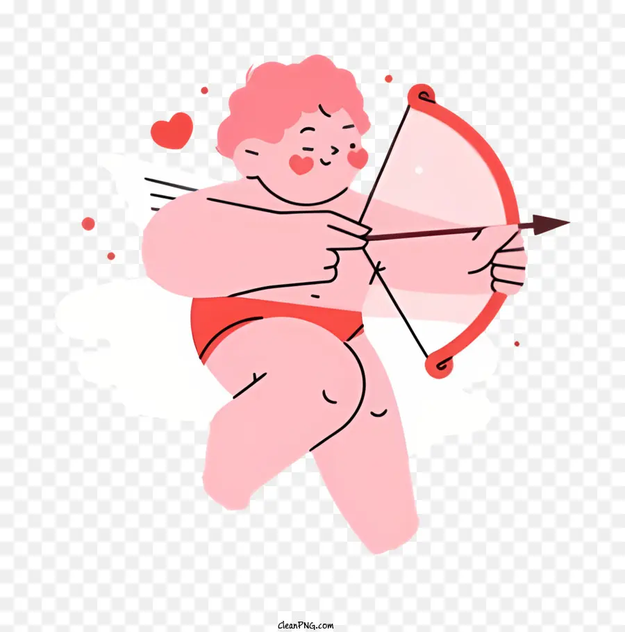 freccia - Giovane che vola con Cupido, da cartone animato e felice