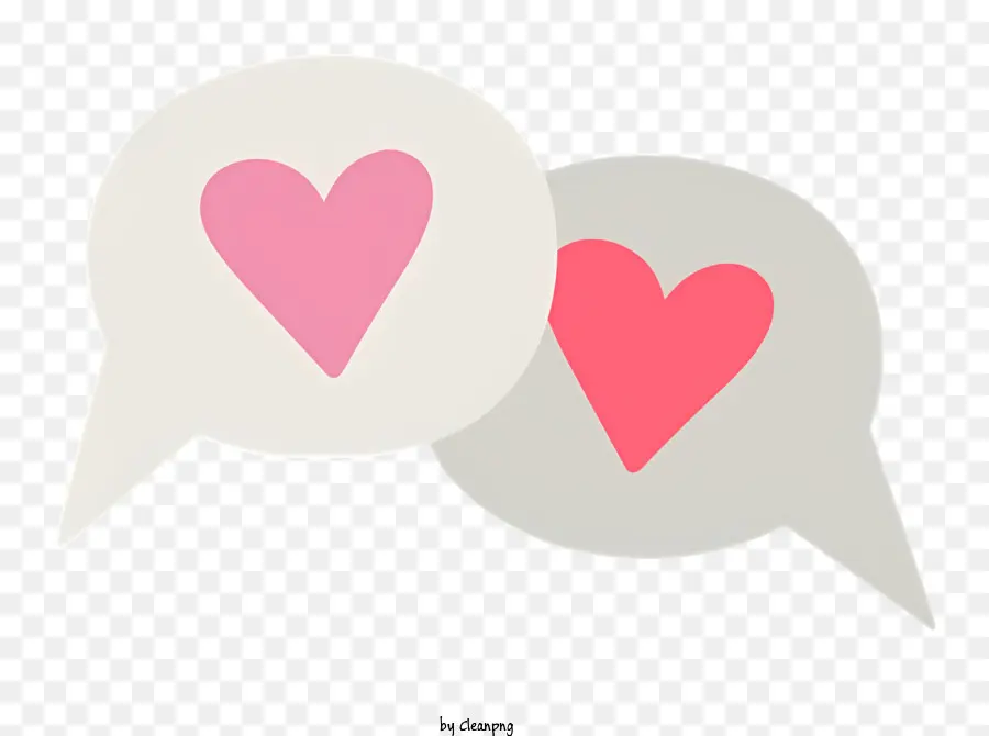 Sprechblasen - Zwei Sprachblasen mit Herzen - transparente Verbindung