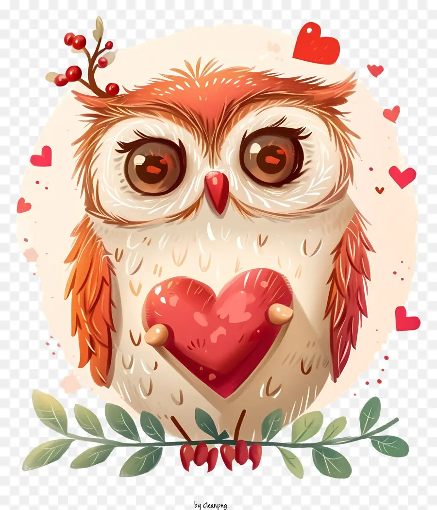 Biểu tượng Owl Owl Minh họa Own Minh họa nhánh tình yêu - Minh họa con cú dễ thương với trái tim và tình yêu