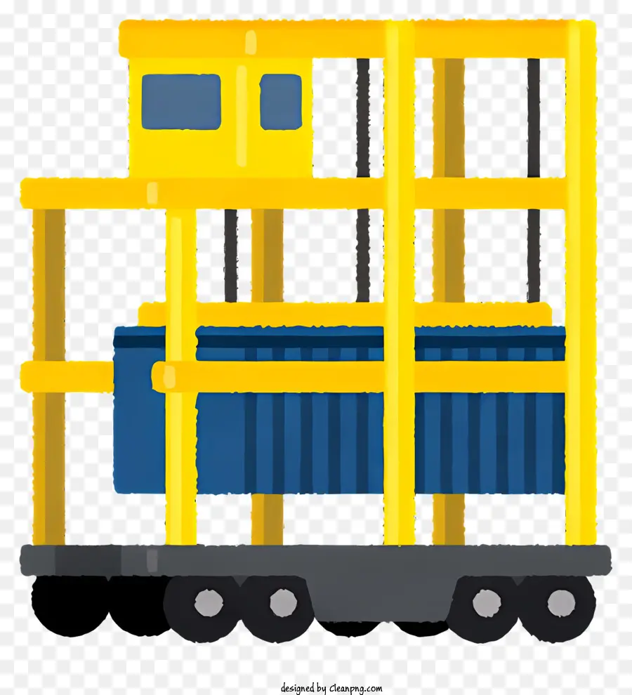 Icon Container Truck gelber Container Flachbett LKW Blue Box - Gelber Behälter mit blauer Schachtel auf LKW