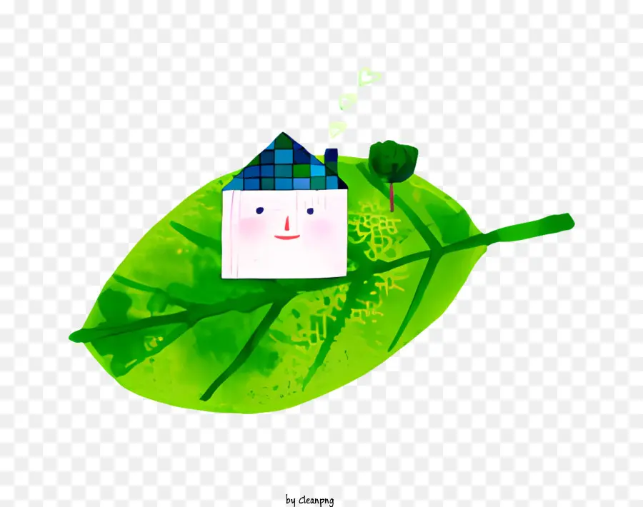 Icon Cardboard House Leaf House süßes Illustration Haus in der Natur - Nettes Kartonhaus in natürlicher Blattumgebung