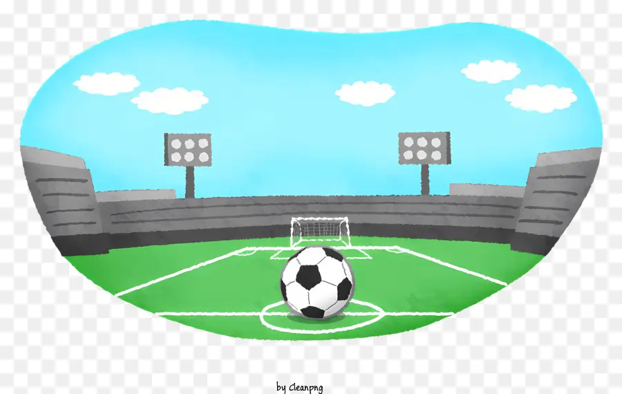 Fußball - Sunny Soccer Stadium mit Spielern, Fans und Details