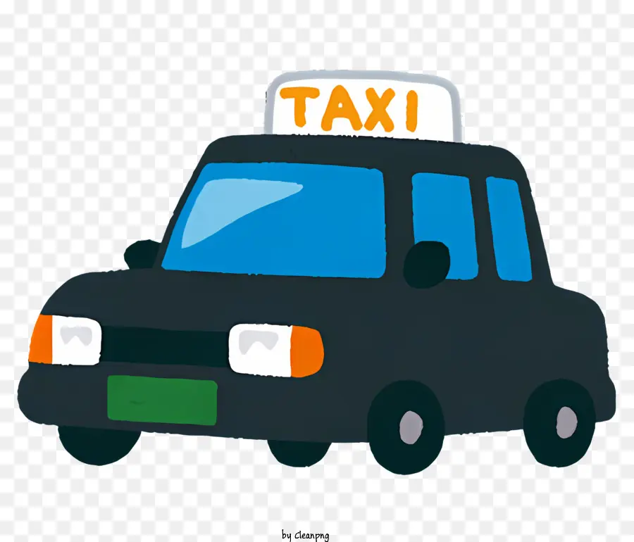 cartoon Auto - Cartoon schwarzes Taxi mit rotem Licht