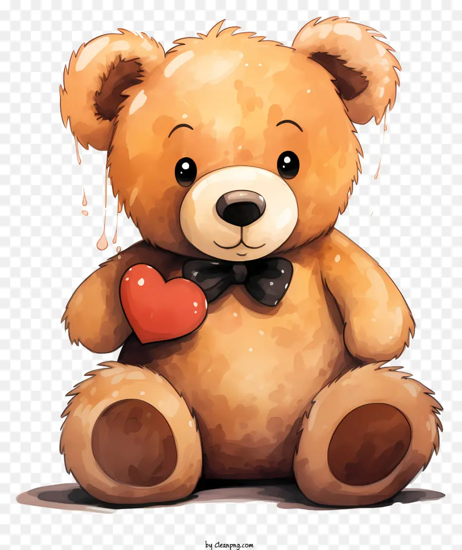 gấu teddy - Gấu Teddy Brown giữ trái tim màu hồng, nền đen