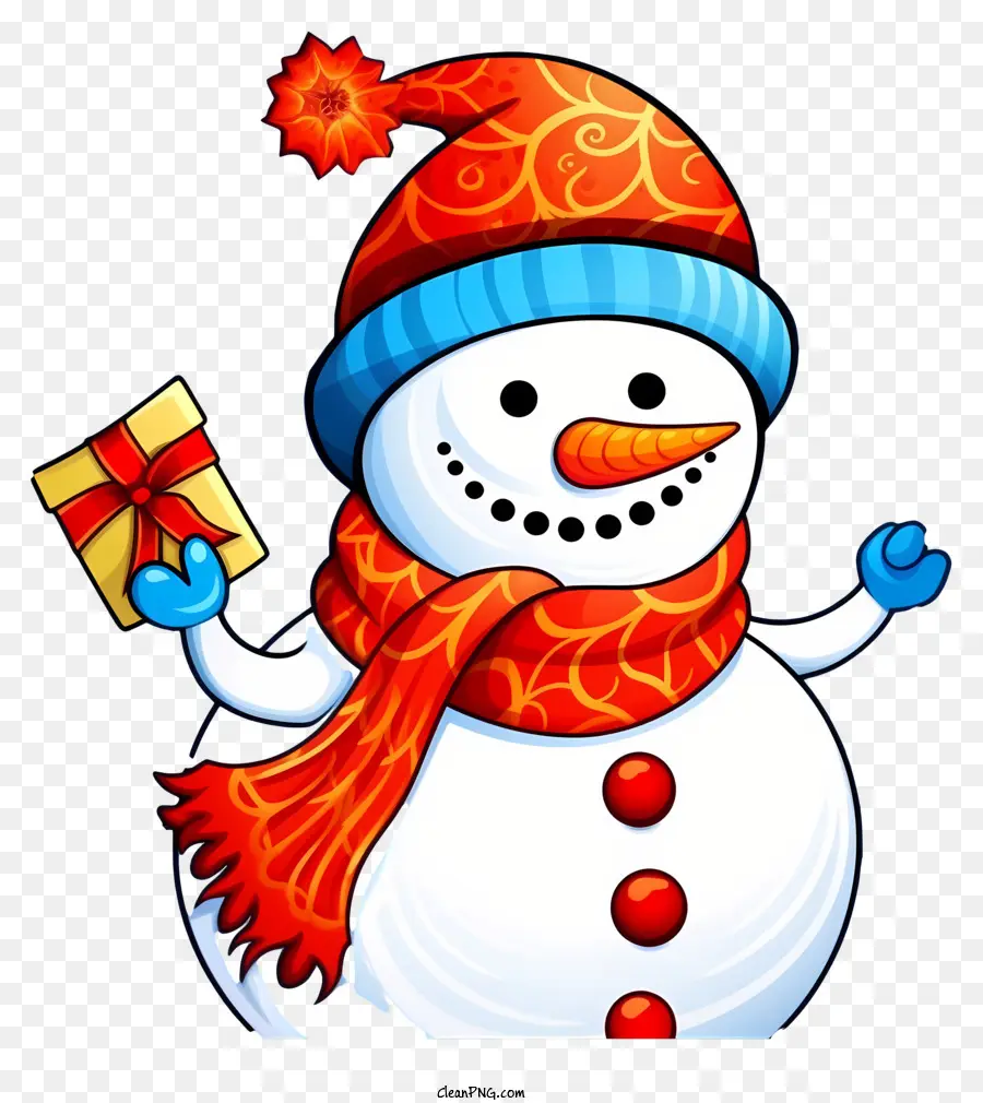 ông già noel chiếc mũ - Người tuyết với chiếc khăn màu đỏ và mũ ông già Noel