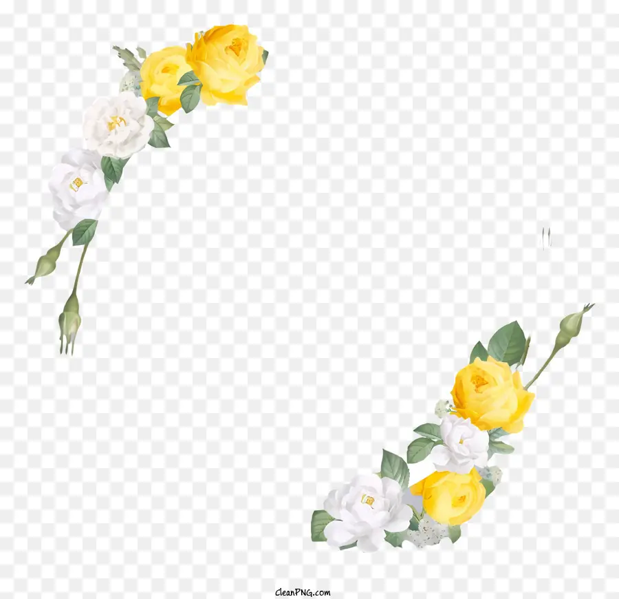 Hochzeitseinladung - Eleganter, künstlerischer Kreis von gelben und weißen Rosen