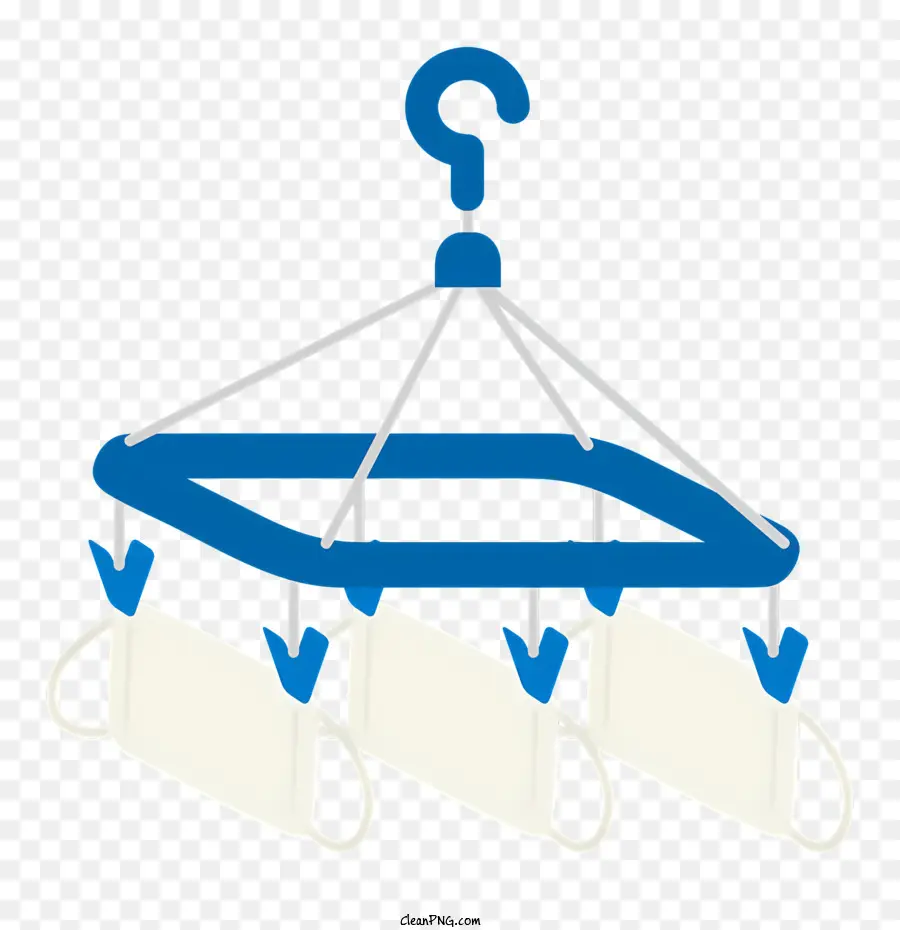 Ikone hängende Kleiderlinie Haken Blau -weißes Tuch - Illustration von Kleidung, die an Haken hängt, lesbarer Text