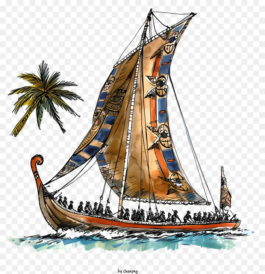 zum waitangi Tag - Traditionelles Segelschiff mit kompliziertem Design, segeln auf dem klaren Ozean