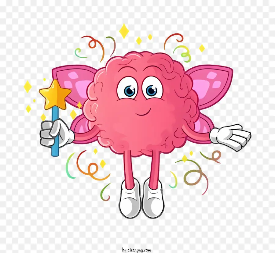 cartoon cervello - Carina fata rosa con ali e bacchetta