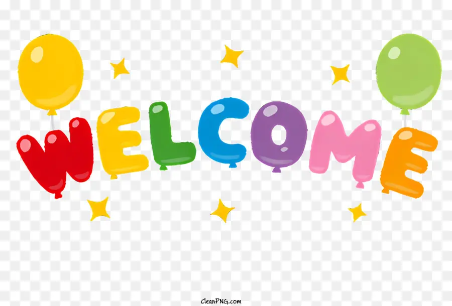 icon welcome sign colorful balloons bright colors festive image