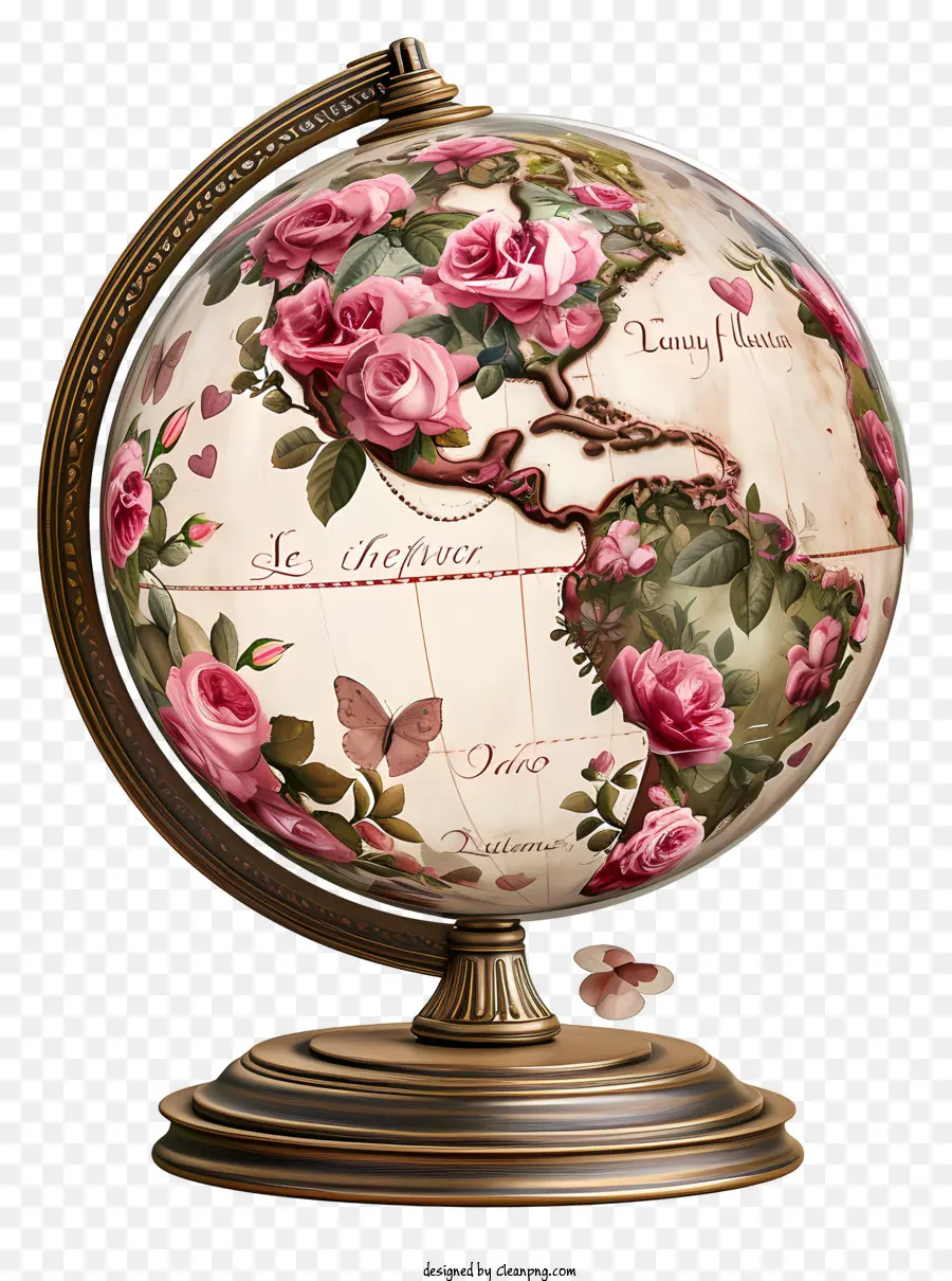 florales Design - Globus mit kaskadierenden rosa Rosen am Ständer