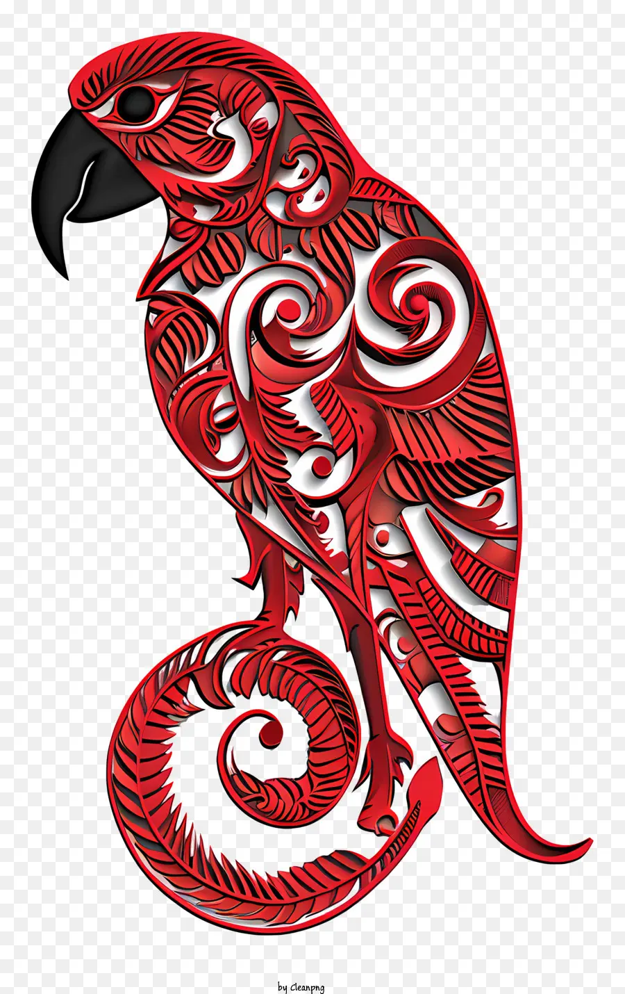 zum waitangi Tag - Red Papagei mit komplizierten Designs, Profilansicht