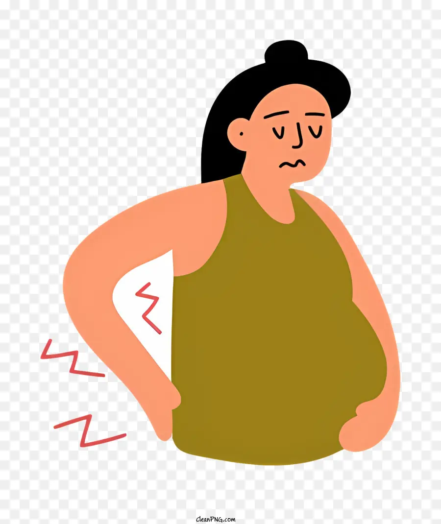 fat body woman in pain stomachache open mouth closed eyes