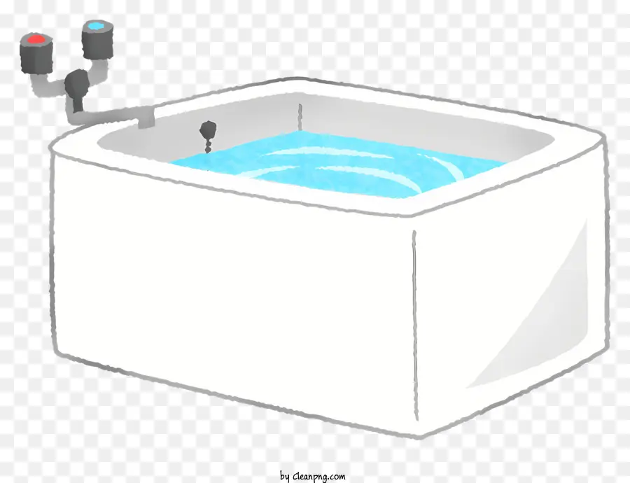 bồn tắm bồn tắm bằng sứ bồn tắm bồn tắm hình chữ nhật - Bồn tắm bằng sứ trắng chứa đầy nước trong vắt