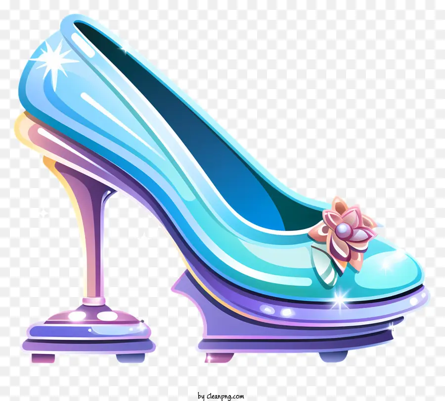pastel cinderella shoe high heel shoe clear plastic pink bow shiny metal material