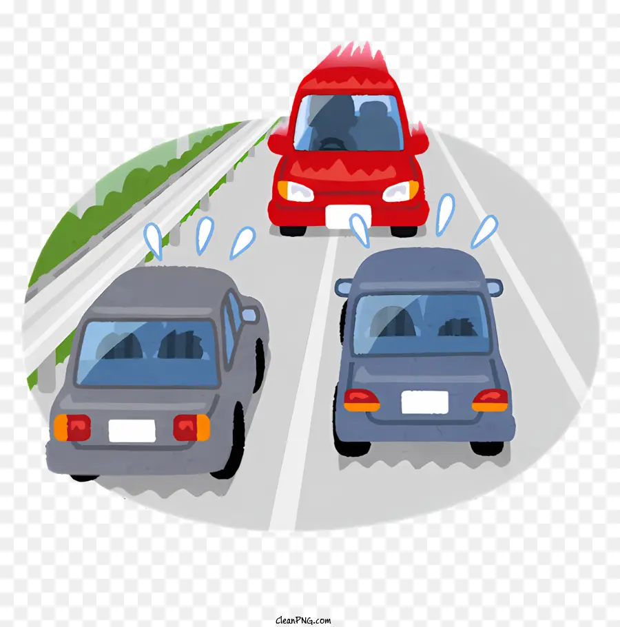 Icon belebte Straßenautos in Bewegung verschiedene Richtungen abbiegen links abbiegen - Belebte Straße mit Autos, die sich in mehrere Richtungen bewegen