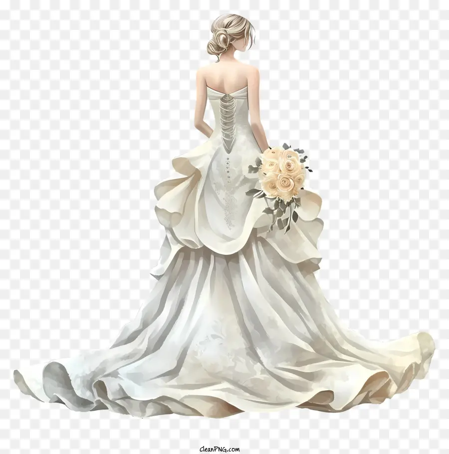 Cưới - Người phụ nữ mặc váy cưới với vương miện hoa