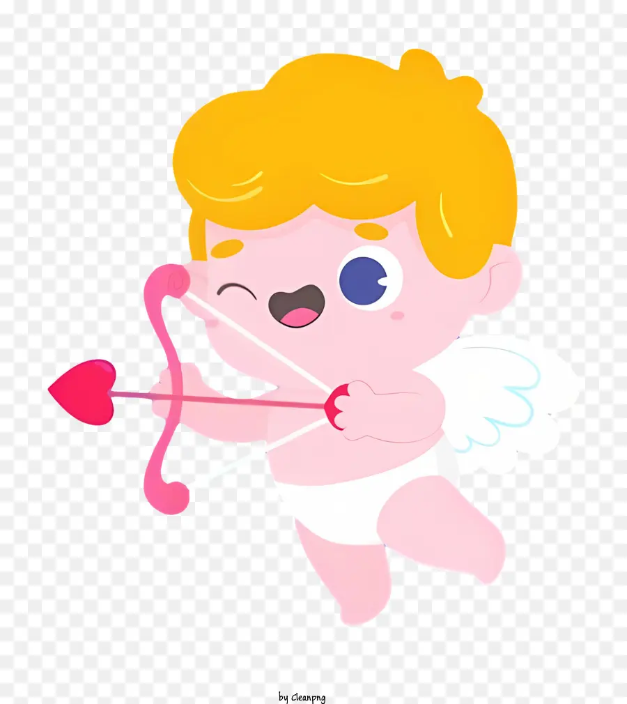 arco e freccia - Cartoon Cupido con prua e freccia colpisce il cuore