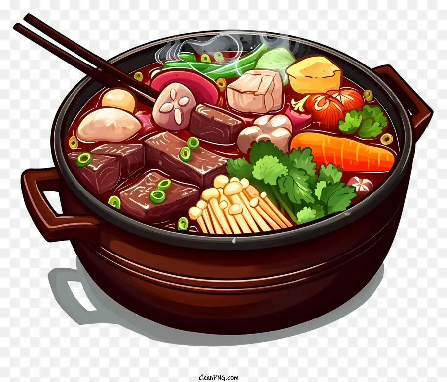 Trung Quốc nồi xúc cảm biểu tượng cảm xúc thịt bò hầm cà rốt khoai tây - Thịt bò hầm trong nồi đất sét với rau