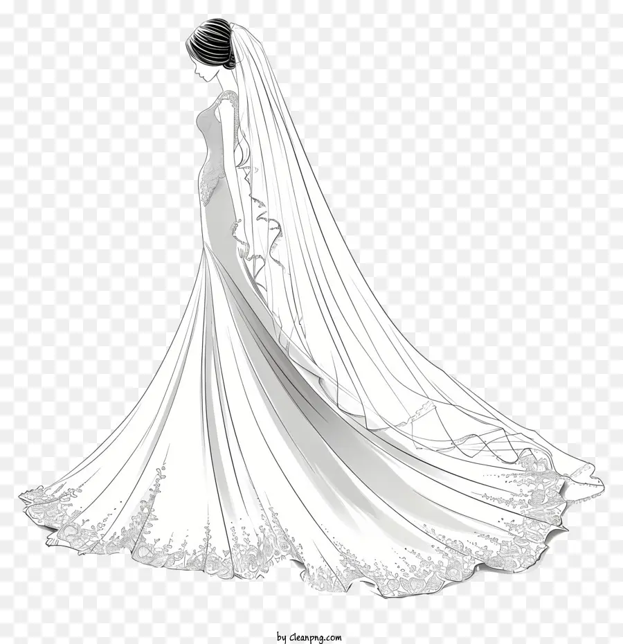 vector draw character design bride dress wedding gown bride white gown
