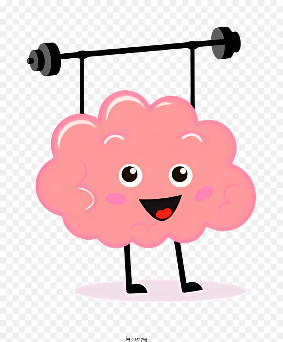 Cartoon Brain - Gehirn mit Langhantel und Smiley ist Training und Konditionierung für körperliche Aktivität