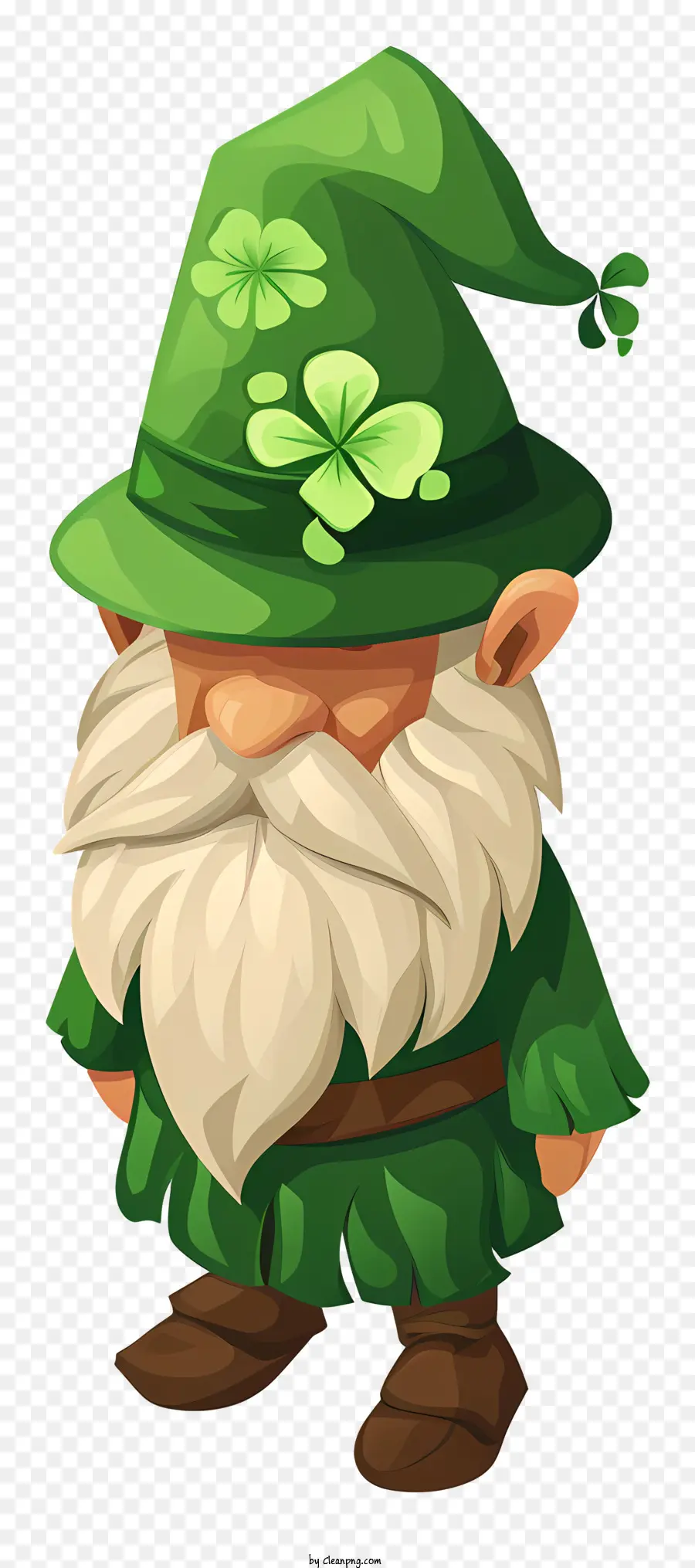 st patric's day gnome cartoon gnome green outfit clover hat arms crossed