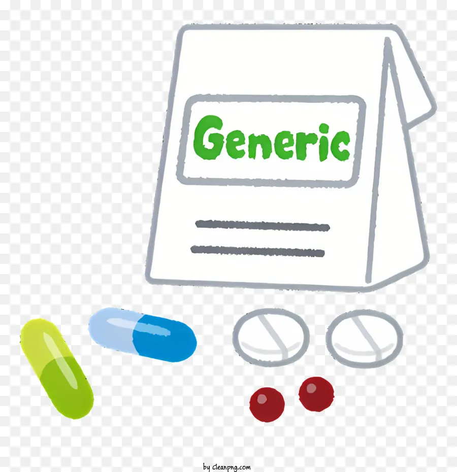 Medizinische generische Pillen Tabletten Pillen und Vitamine Medizinflaschen - Weiße generische Papiertüte mit Pillen gefüllt