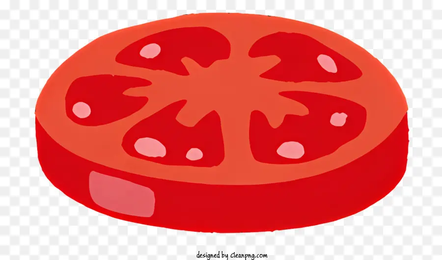 icona rossa rossa pomodoro fetta di pomodoro immagine gambo - Fetta di pomodoro rosso con stelo rivolto verso il basso