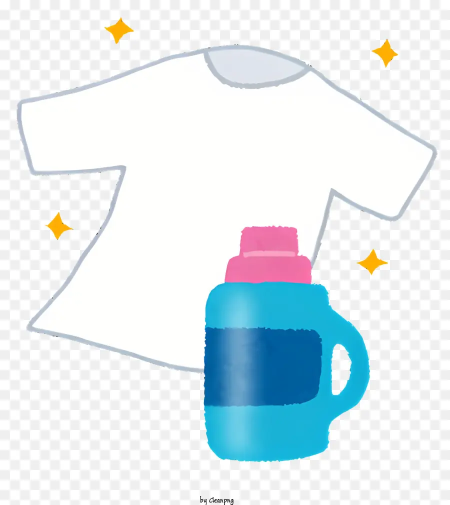 T-shirt con tazza blu tazza blu. - Coppa blu con etichetta bianca e camicia macchiata