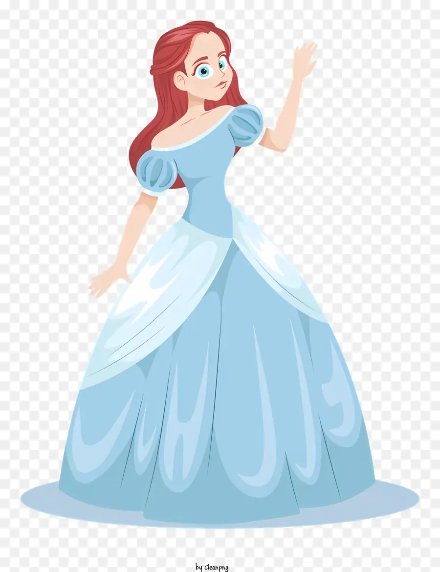Cartoon Braut Cartoon Bild junger Frau Blaues Kleid weiße Bogen - Cartoonbild einer jungen Frau in einem blauen Kleid
