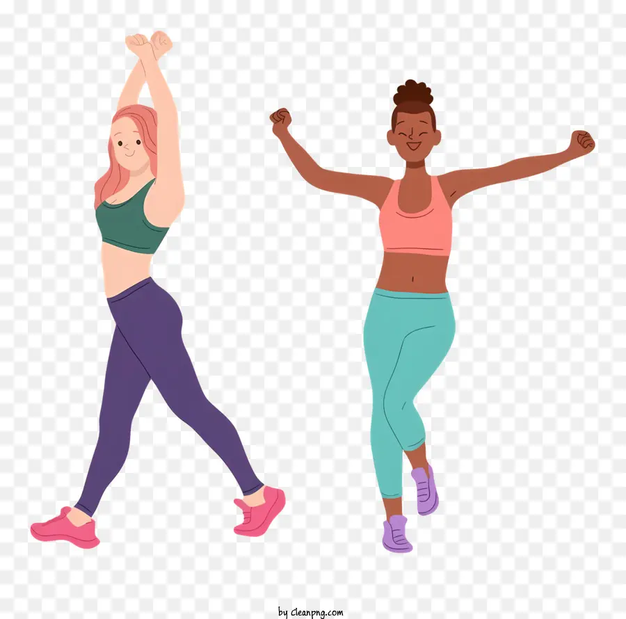 Tänzer Frauen Sportbekleidungsübung Routine Sprungübung Liegestütze - Frauen in sportlichen Kleidung machen verschiedene Übungen