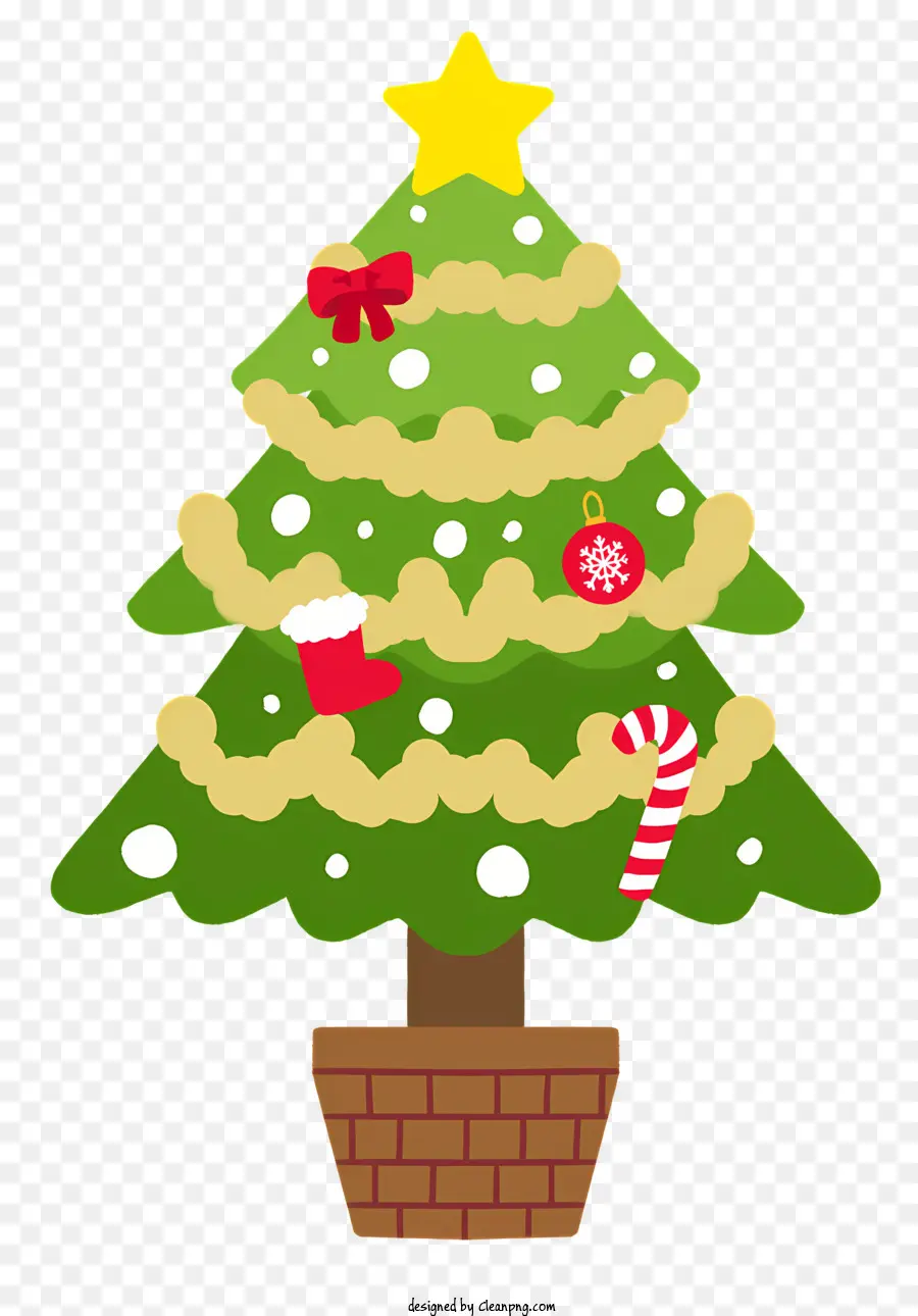 L'albero di natale decorazioni - Albero di Natale con canna da caramella, stella, campana
