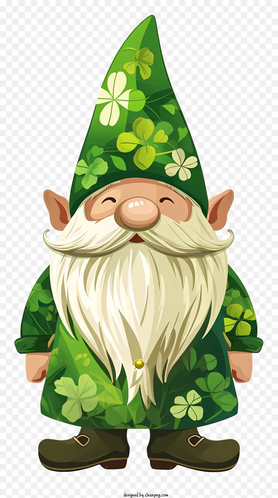 St. Patrick's Day Gnome Cartoon Gnome Grüne Kleidung Shamrock Muster Grüner Hut - Cartoon Gnom in Grün mit Shamrock -Muster