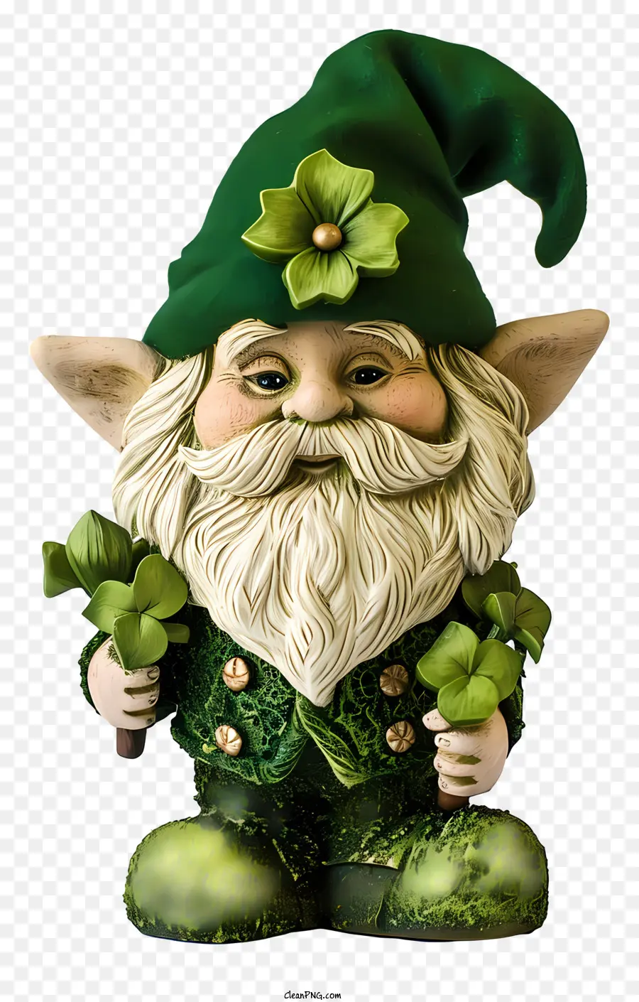 cầu vồng - Gnome mỉm cười trong màu xanh lá cây, giữ Shamrock, bị cô lập