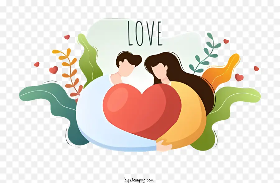 Liebe paar - Paar umarmt sich mit Herzen in romantischer Umgebung