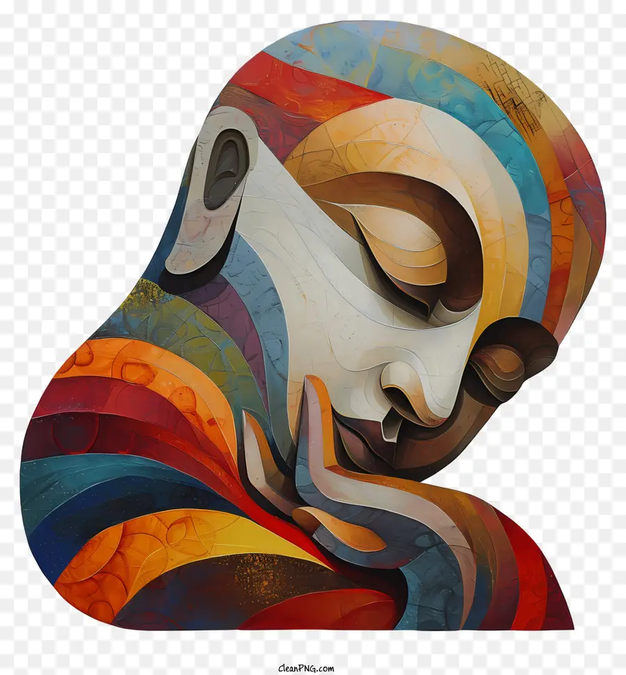 Nirvana Buddha Abstrakte Kunst farbenfrohe Gemälde friedlicher Ausdruck - Farbenfrohe, friedliche Person mit abstrakter Expressionismus Malerei Stil