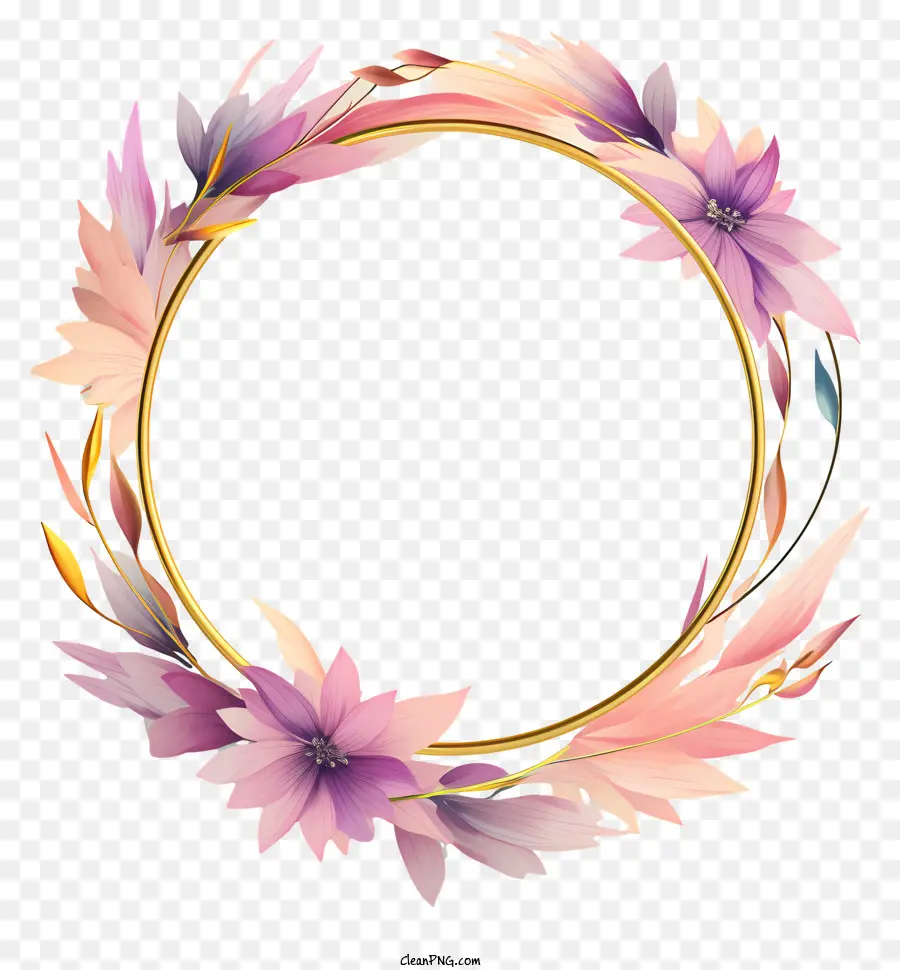 Pastel tròn khung tròn vòng hoa hoa vòng hoa trang trí hoa màu đen vòng hoa vòng hoa để đóng khung - Vòng hoa tròn với hoa màu hồng và màu tím