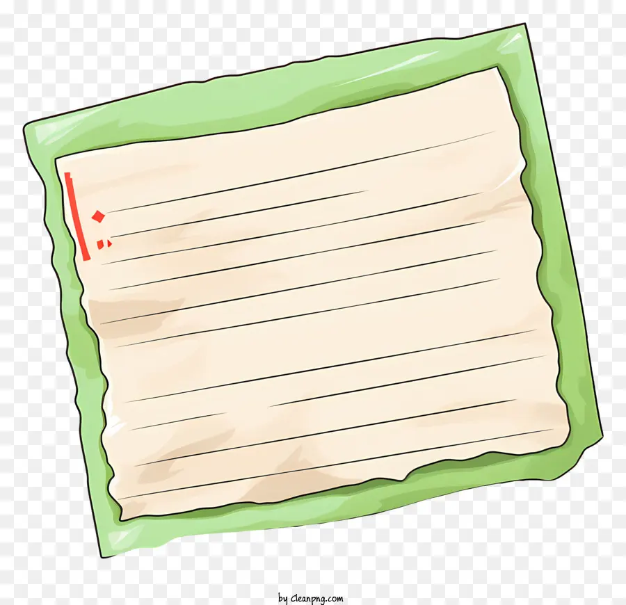 sfondo verde - Linea marcatore rossa su carta, elenco o nota