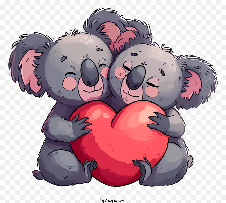 Känguru cartoon - Cartoon Kängarus umarmen sich mit Herz, süße Valentinstags