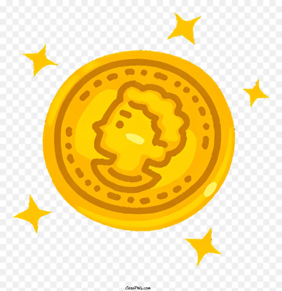 moneta d'oro - Moneta d'oro splendente con stelle, nessun testo