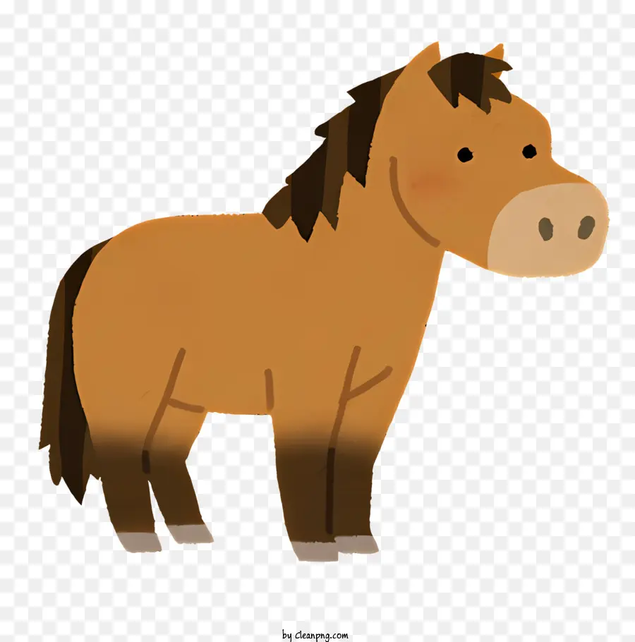 icon marrone cavallo sfondo scuro Mane manna riccia - Cavallo marrone con criniera lunga e riccia in piedi