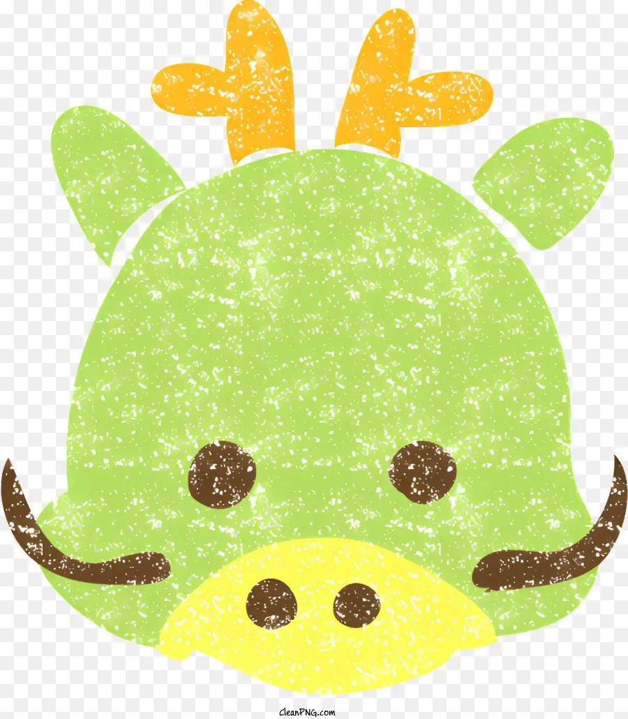 Icon Cartoon Charakter Grüne Schnabel runde Ohren - Grüner Cartoon -Charakter mit langem Körper und Schnabel