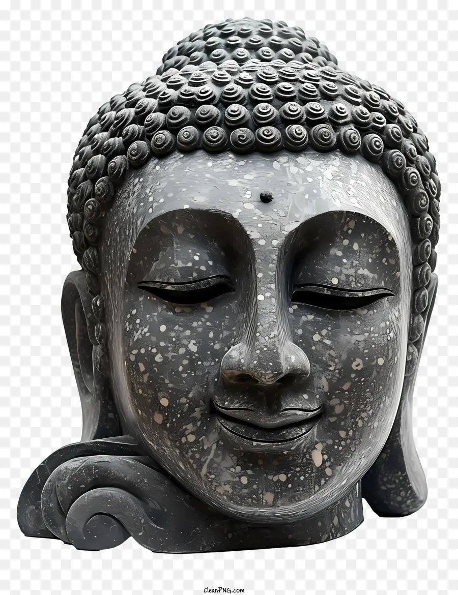 Nirvana Buddha Black Stone Buddha Statue Serene Expression geschlossene Augen geschlossene Augen - Serene Black Stone Buddha Statue in entspannter Pose
